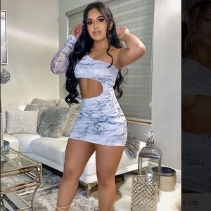 Marble mesh mini dress